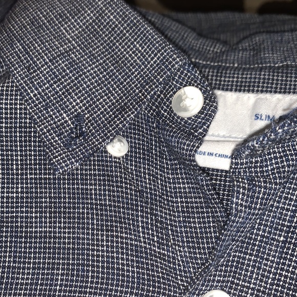 Old Navy Men's Medium Slim Fit Button-Up Shirt Dark Blue Navy Short Sleeve - Picture 4 of 5